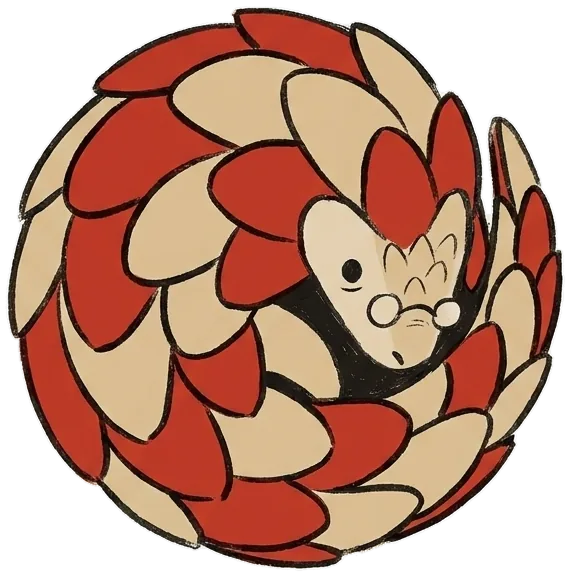 Kavach rolled up into a ball of layered scales.